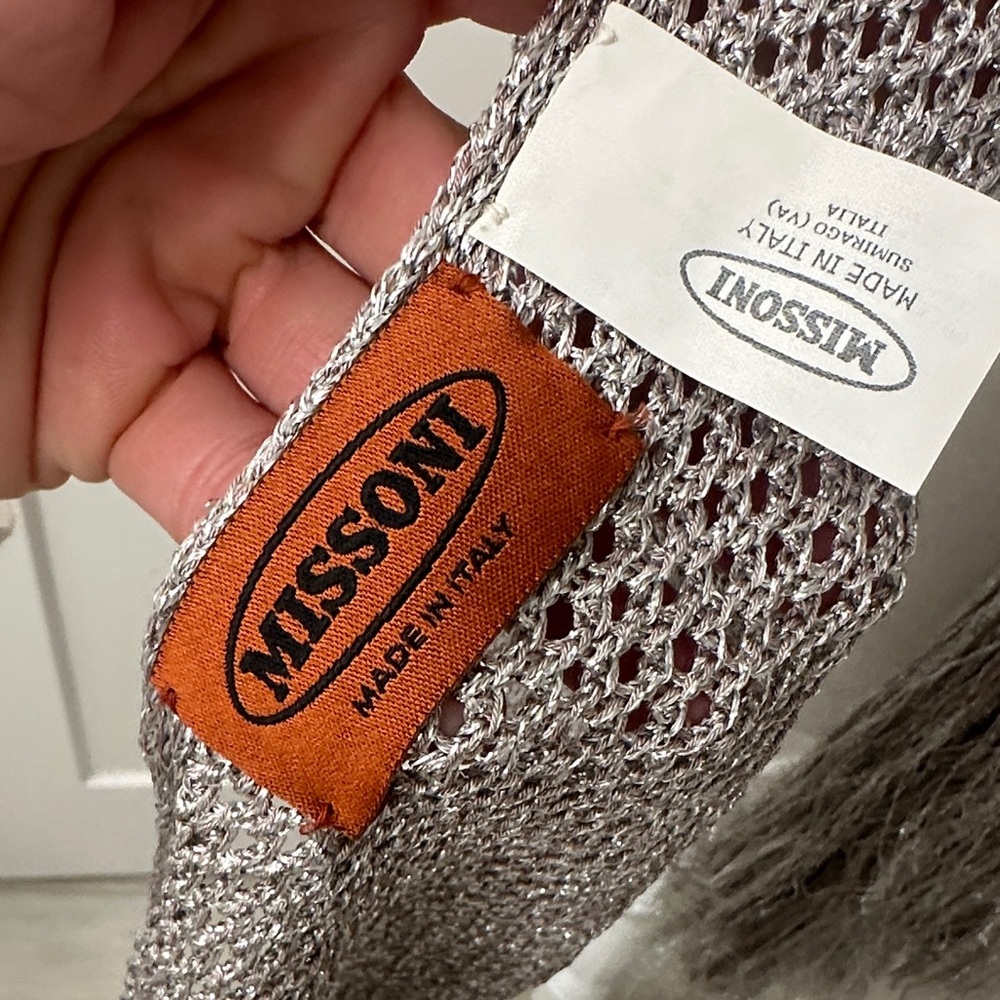 Missoni Smoking Scarf with Fringe RARE Silver - Picture 2 of 6